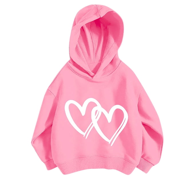 LOVZFMLL Hoodies for Girls Heart Print Classic Casual Hooded Sweatshirt ...