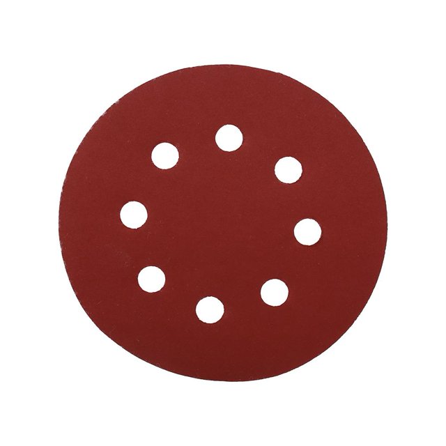 Herwey 10Pcs 125mm Round Shape Red Sanding Discs 8 Hole 60#-1000# Grit Sand Papers