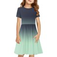 thumbnail image 2 of Été jusqu'à 65 % de Rabais Iumwxz Robe Décontractée Trapèze Robe Tunique pour Adolescentes Robes Col Rond Dégradé Graphique Robe à Manches Courtes pour Enfants Robes Tendance pour Costume 4-14 Ans, 2 of 7