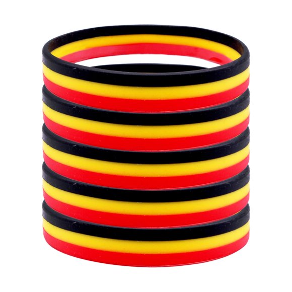 5-Piece Soccer Fan Bracelet Set: Germany & 224 Euro, Black Red Gold, Silicone Material