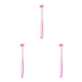 thumbnail image 4 of Transemion Triple Sided Toothbrush Soft And Gentle Protection Plastic Three Head Toothbrush For Cleaning A22 Peach Pink Child 3Set, 4 of 6