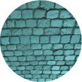 thumbnail image 1 of Ahgly Company Tapis Rond Lavable en Machine Turquoise Vert, 7 Pieds Rond, 1 of 7