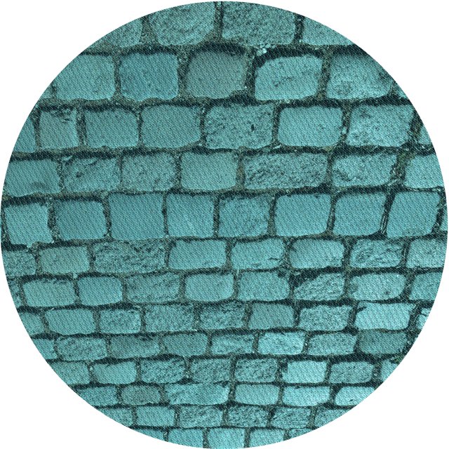 Ahgly Company Tapis de Zone Rond Lavable en Machine Turquoise Vert, 3 Pieds Rond