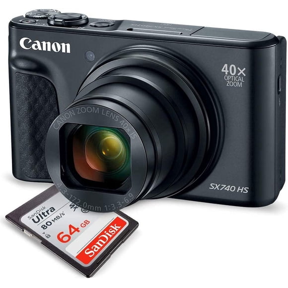 Canon PowerShot SX740 HS Digital Camera (Black) with 32GB Card (International Model)