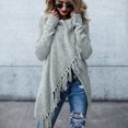thumbnail image 1 of Women Stripes Poncho Fall Tassels Slash Gradient Shawl Hem Fringe Loose Sweater, 1 of 8