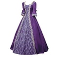 thumbnail image 3 of Huanglei Women's Dress Retro Style Solid Color Trumpet Sleeve Long Princess Dress, 3 of 5