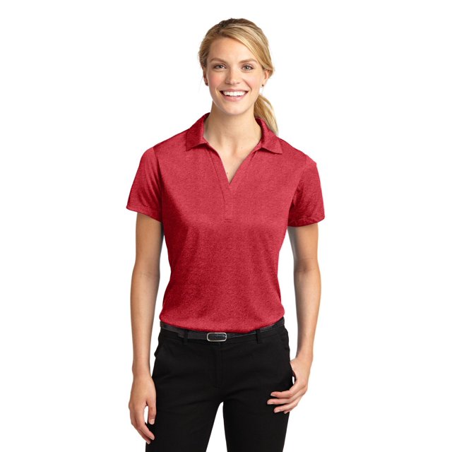 Sport-Tek Ladies Heather Contender Polo, Scarlet Heather, Small