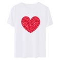 thumbnail image 4 of Meichang T-Shirts de la Saint-Valentin pour Femmes Hauts Mignons Imprimé Cœur Hauts Mignons Col Rond Manches Courtes Décontractées T-Shirts de Vacances Saint-Valentin, 4 of 6