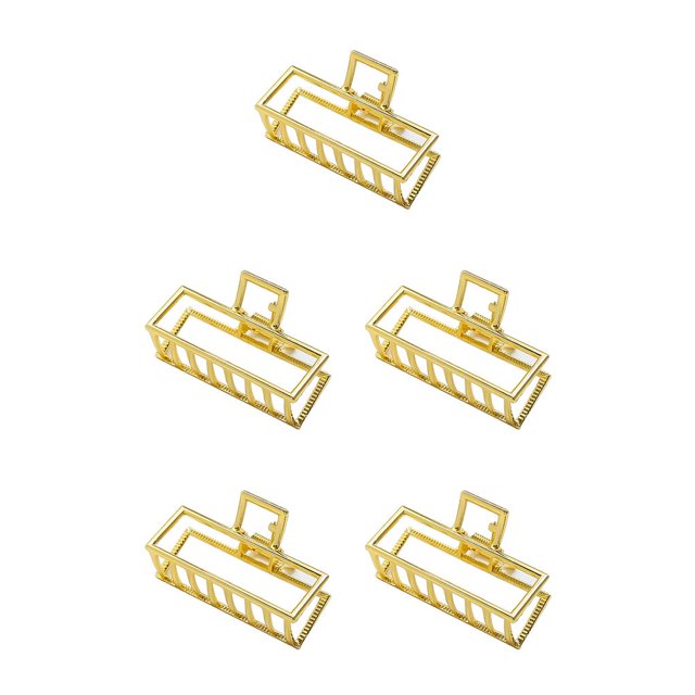 maskred Fashion Claw Clips Large Simple Style Handy Simple Style Sturdy Exquisite Accessories Barrettes for Women Gold/Rectangle 5Set