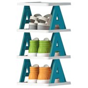 MTBLYS Multi-Layer Letter Shoe Rack Foldable Abs+Pp 4 Pack Small Shoe Cabinet Household Doorstep Balcony Dormitory Use