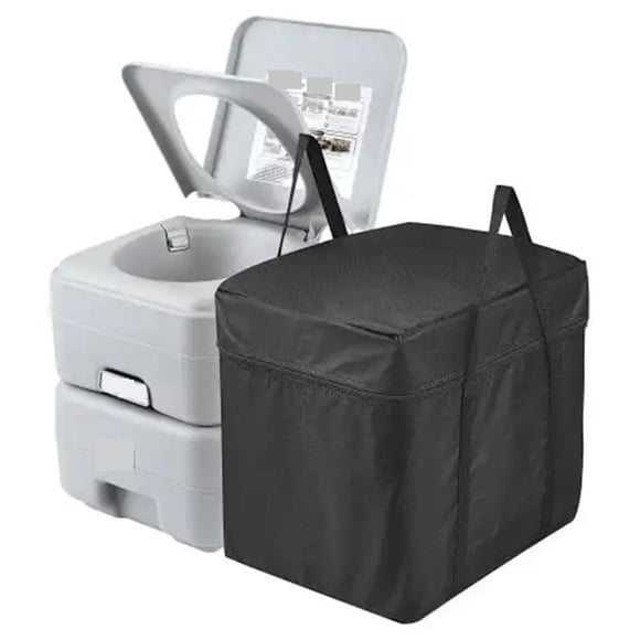 Toilette Portable, Pot de Porta avec Sac de Transport, Réservoir à Déchets et Réservoir de Chasse, Cuvette de Chasse Pressurisée à Bouton-Poussoir