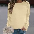 thumbnail image 2 of CEHVOM Mode Femmes Décontracté Manches Longues Col Rond Uni Chandail pour Dames Hauts Blouse Liquidation, 2 of 4