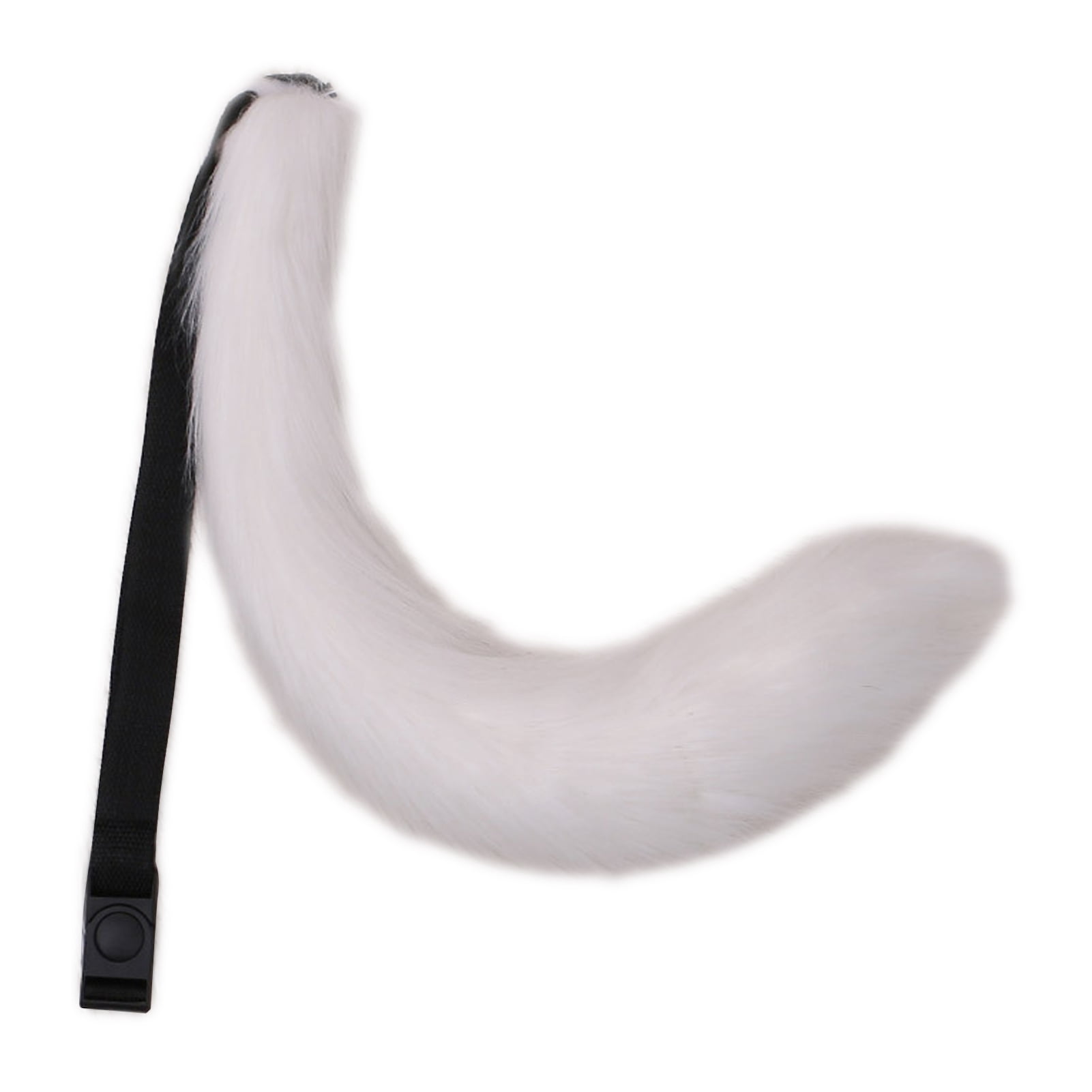 Visland Cosplay Fake Fox Tail Soft Fuzzy Plush Solid Color Adjustable Waist Circumference Elastic Band Performance Club Dance Paty Costumes Prop Artificial Tail