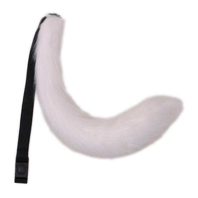 Visland Cosplay Fake Fox Tail Soft Fuzzy Plush Solid Color Adjustable Waist Circumference Elastic Band Performance Club Dance Paty Costumes Prop Artificial Tail