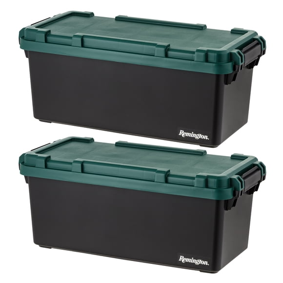 Remington 56 L Heavy Duty Trail Box Stackable Storage Bin with Latching Lids Black 2 Pack