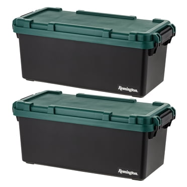 Remington 56 L Heavy Duty Trail Box Stackable Storage Bin with Latching Lids Black 2 Pack