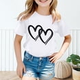thumbnail image 2 of YOUSNH T-Shirt Graphique Mignon pour Fille, Col Rond, Manches Courtes, T-Shirt d'Été Décontracté, Hauts pour Filles, Blanc, 5-6 Ans, 2 of 5