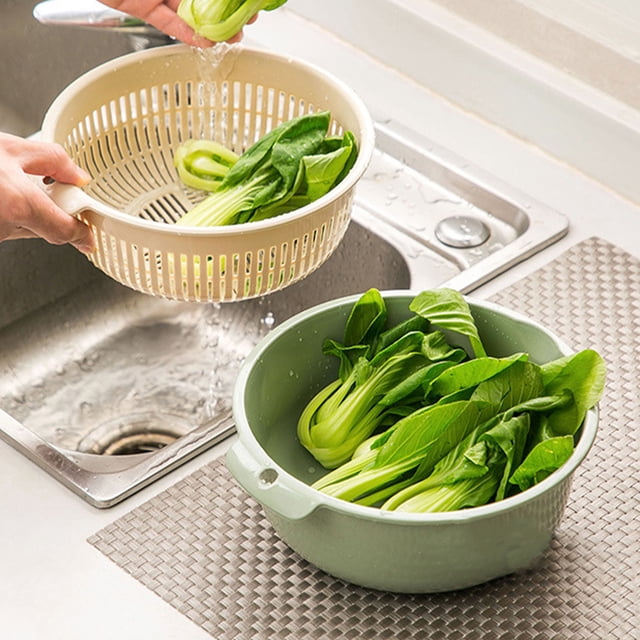 Sieves Sink Strainer Kitchen Double Drainage Basket Fruit Vegetable Washing Strainer Multi-Purpose Washing Storage Basket Kitchen Cleaning Accessories