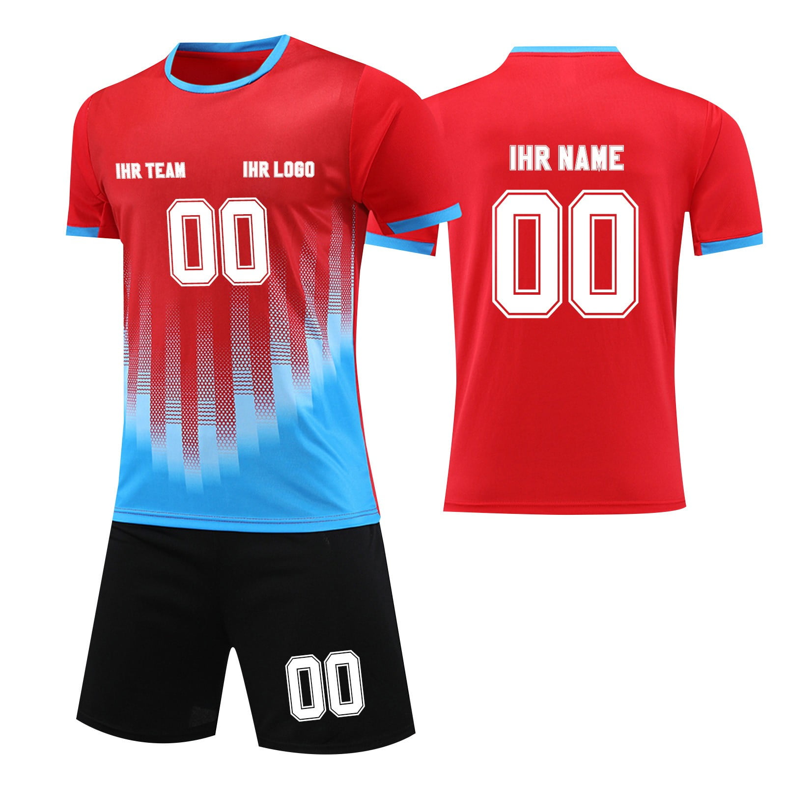 Maillot De Foot Personnalisé Enfant Et Adulte – T-shirt + Short – Nom, Numéro Et Logo De L’équipe Imprimés