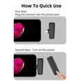 thumbnail image 4 of Microphone Lavalier Sans Fil Clip-on Téléphone Micro Sans Fil Réduction de Bruit -Play Micro Sans Fil pour Enregistrement Vlog Diffusion en Direct Sans Application Nécessaire, 4 of 7
