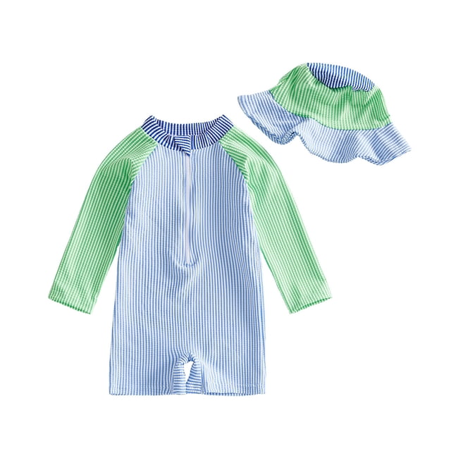 LYHaoo Boys Swimwear Long Sleeve Rash Guard With Matching Swim Trunks And Detachable Hood Sun Swim For Kids Sizes 18-24 Months