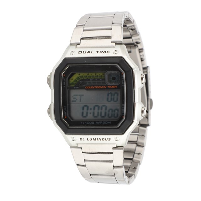 Outdoor Sports Digital Watch, Stainless Steel Strap LED Backlight, Dual Time Stopwatch Alarm Clock Countdown Timer, 50m Water Resistant, Smart Watch for Men Women Students