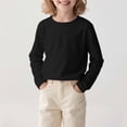 thumbnail image 1 of Kids' Solid Color Long Sleeve Round Neck Top - Comfortable Polyester Spandex Blend for Daily Wear, Travel, and Parties, 1 of 7
