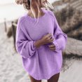 thumbnail image 1 of EGNMCR Pull Col Rond pour Femmes, Pull pour Femmes Mode Décontractée Manches Longues Couleur Unie Pull Manches Women Sweater, 1 of 6