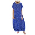thumbnail image 1 of Kcodviy Robe Maxi Décontractée à Pois pour Femme Longueur Petite Imprimé Manches Courtes Col Rond Robe à Col Montant Robe Maxi, 1 of 1