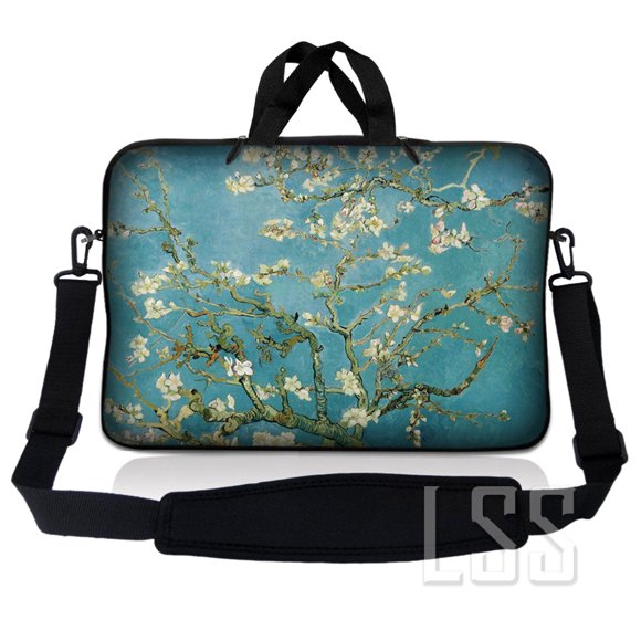 Laptop Skin Shop 12 - 13.3 inch Neoprene Laptop Sleeve Bag Carrying Case with Handle and Adjustable Shoulder Strap - Almond Trees