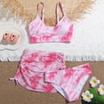 thumbnail image 2 of Nwiuh Girls' Piece Set Floral Print Bikini Swimsuit with Drawstring Beach Skirt Cute Ruched Bathing Suit (Pink, 10Y), 2 of 9