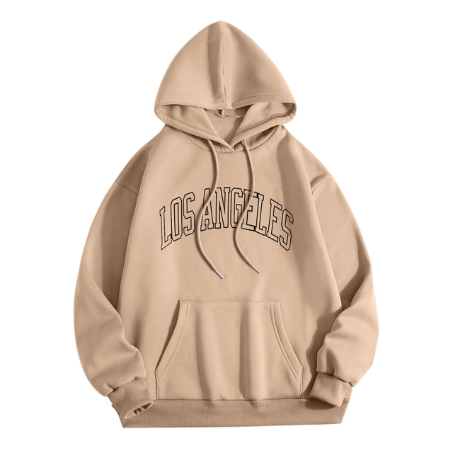 LUOGENLI Chandails à Capuche pour Hommes Graphique Anime Los Angeles Hommes Femmes Lettre Graphique à Capuche Imprimé Col Rond Manches Longues Chandail Hauts Mode pour Hommes Chandails à Capuche et Chandails Graphique Kaki Taille P
