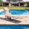 thumbnail image 4 of Gymax 2PCS Tanning ChairFolding Beach Lounge Chair w/5-Position Adjustable Backrest Beige, 4 of 10