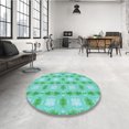 thumbnail image 4 of Ahgly Tapis Rond Lavable en Machine Intérieur Transitionnel Turquoise Vert, 4 Pieds Rond, 4 of 7