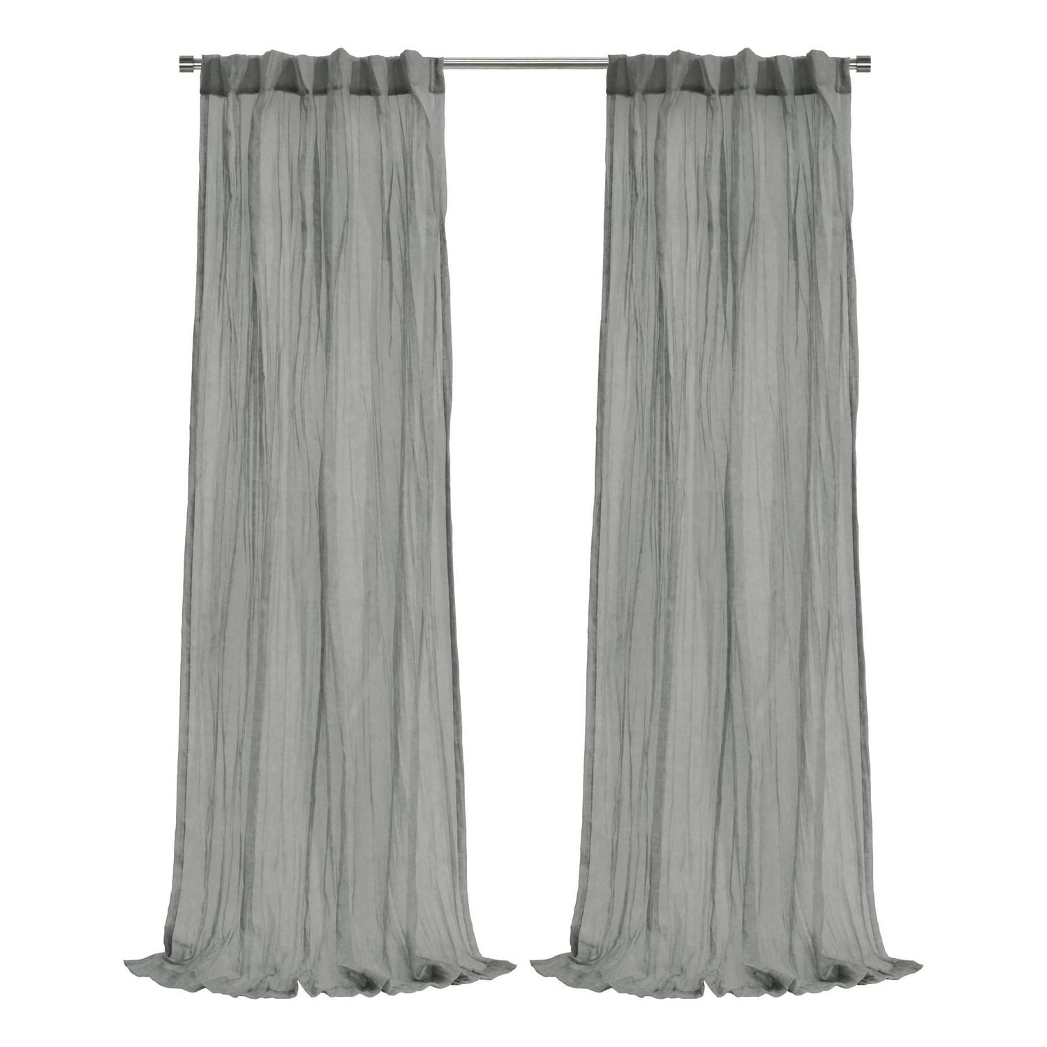 Loft Living Peoria Transparent Double Tetiere panneau de rideau 52 x 63 in Gris