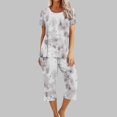 thumbnail image 1 of Liquidation Aujourd'hui Iumwxz Pyjamas Décontractés Fluides Ensembles Femmes Tenues d'Été Teinture sur Nœuds Graphique Col Rond Manches Courtes Taille Élastique Pantalons Courts Ensembles pour Femmes Vacances, 1 of 6