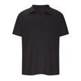 thumbnail image 4 of Dvkptbk Hommes Décontracté Uni Col Rabattu Chandail à Rayures Haute Élasticité Manches Courtes Blouse en Liquidation, 4 of 7