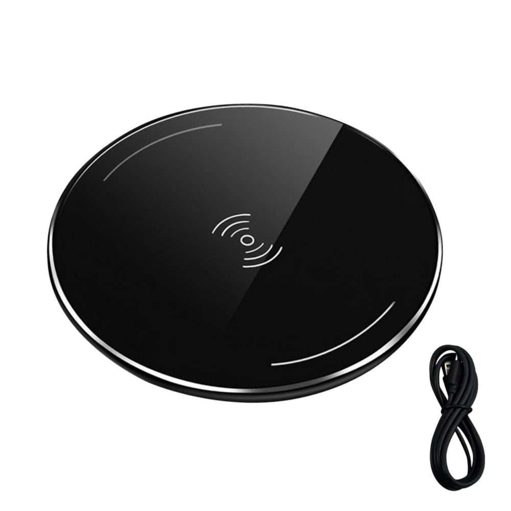 Wireless Charging Pad Smart Phone Bluetooth  Fast Charger Aluminum Alloy USB Charger  Black