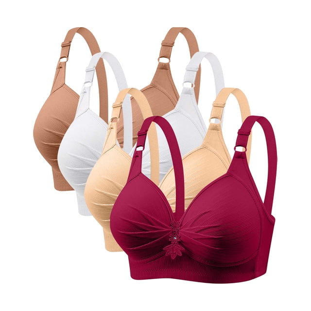 Yuyuzo Wireless Bras for Women 4 Pack Full Coverage Plus Size Liftup Support Push up Everyday Bras