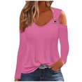 thumbnail image 1 of Yuyuzo Womens Tunic Tops Cold Shoulder Long Sleeve Shirts Loose Solid Color Lightweight Tee Tops, 1 of 5