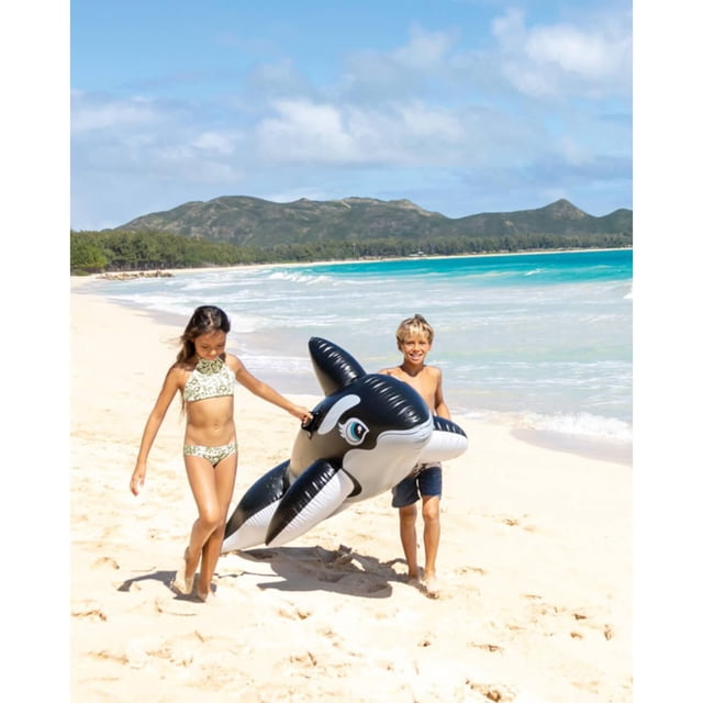Intex Whale Ride-On for Kids, Age 3+, Inflatable Pool Float with Heavy-Duty Handles
