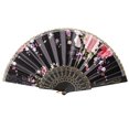 thumbnail image 2 of YAOMOBB Exquisite Craftsmanship Fan Chinese Style Folding Fan Hot Stamping Silk Fabric Handheld Fan with Gold Edge Flower Patterns for Wedding Dancing, 2 of 6