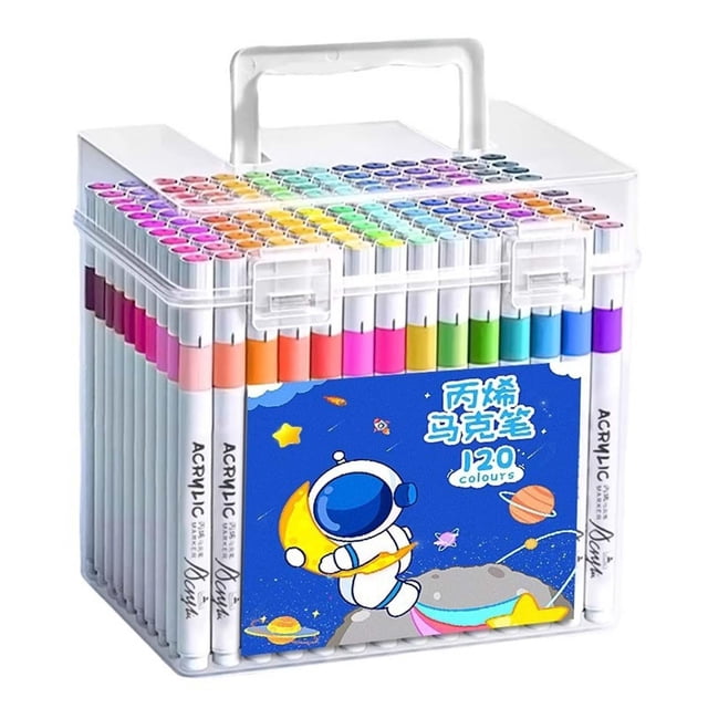 Rongfmy 120Pcs Acrylic Paint Markers with Storage Box Marker Pens Set Acrylic Paint Pens