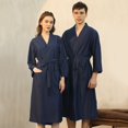 thumbnail image 2 of HNMKIU Plus Size Pajamas Unisex Pocket Breathable Knee Length Bathrobe Splicing Soft Sleepwear SPA Robe, 2 of 4