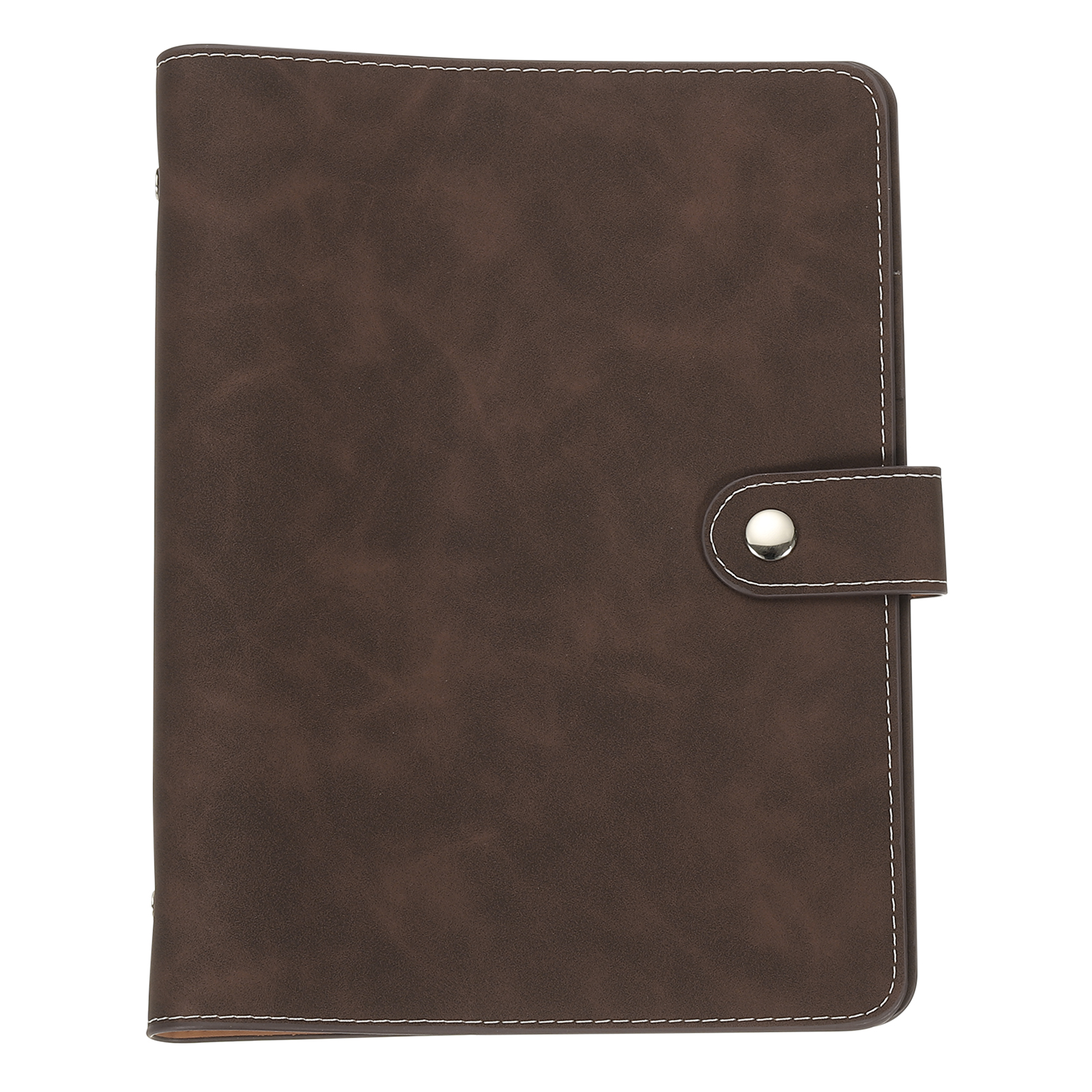 Uxcell A5 PU Leather Binder Cover, 6 Ring Loose Leaf Binder Protector Round Ring Binder Cover Refillable Notebook Binder for Meeting Photocard Budget Notebook Folder, Dark Brown