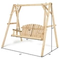 thumbnail image 2 of Gymax Wooden Porch Swing Outdoor Patio Rustic Torched Log Curved Back Bench A-Frame, 2 of 8