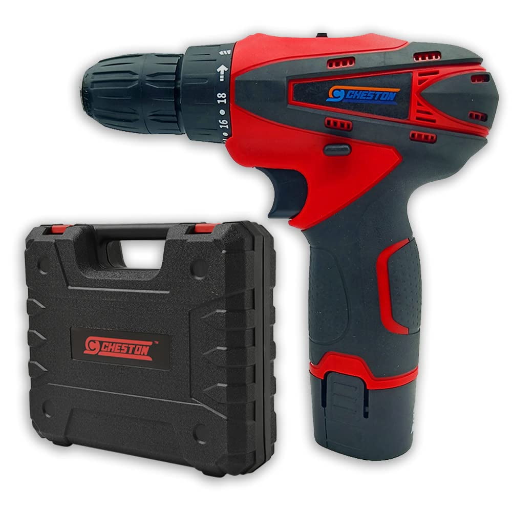 12v Cordless Drill Machine Screwdriver Kit | 10mm Keyless Chuck | Lithium-Ion 1500 Mah Batteries | Torque Setting,18+1 | 1500 Rpm, Reversible Variable Speed | With Carrying Tool Kit Case