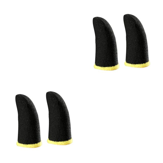 Maytalsory 2 Pcs Gaming Controller Gloves Touch Screen Anti-skid Elastic Sleeve Fingertips Cover Portable Computer Smartphone Black Yellow 2Set