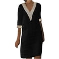 thumbnail image 1 of Cameland Robe d'Été Décontractée pour Femme à Col en V, Couleur Unie, à Manches Courtes, 1 of 5