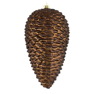 Vickerman N187375D Pomme de Pin Pailletée Mate en Chocolat de 10 Po, Ornement de Noël, 2 par Boîte